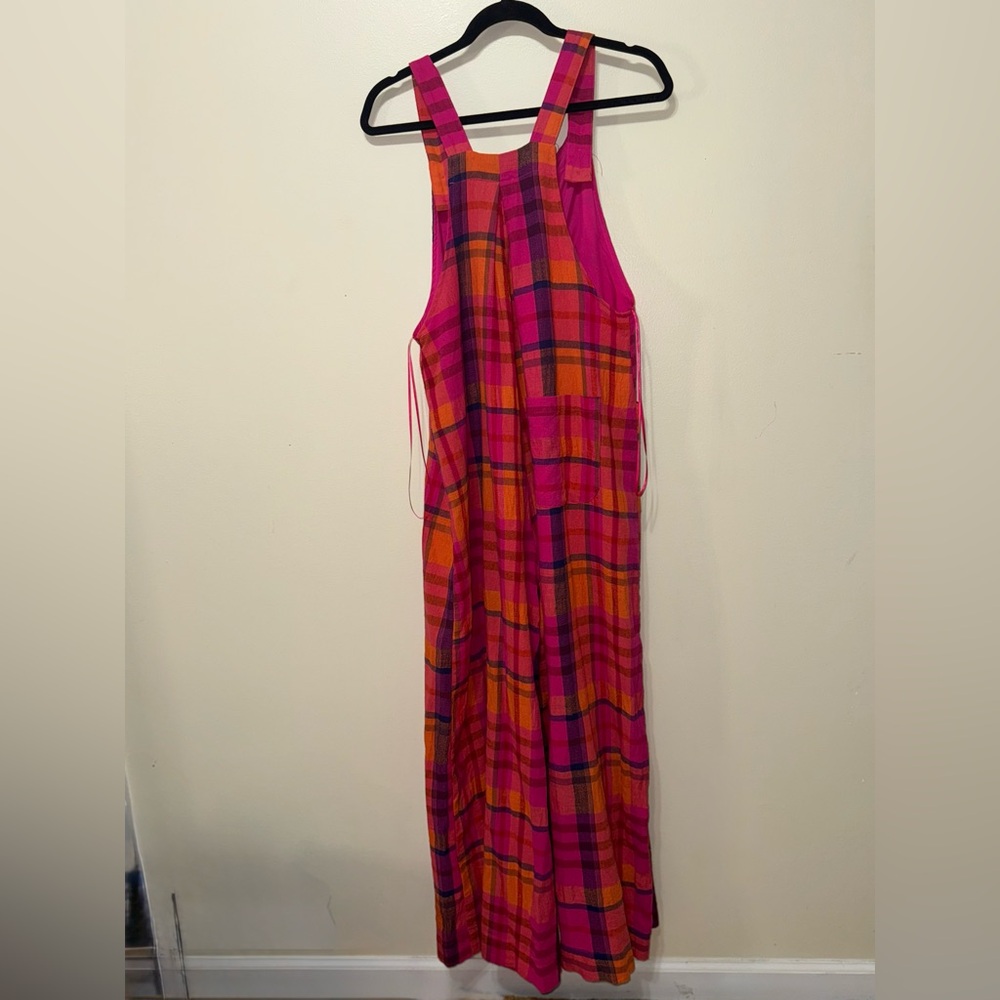 BiBi Vibrant Pink and Orange Plaid Jumpsuit - Picture 6 of 6
